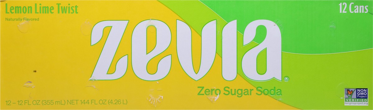 slide 6 of 9, Zevia Zero Sugar Lemon Lime Twist Soda 12 - 12 fl oz Cans, 12 ct
