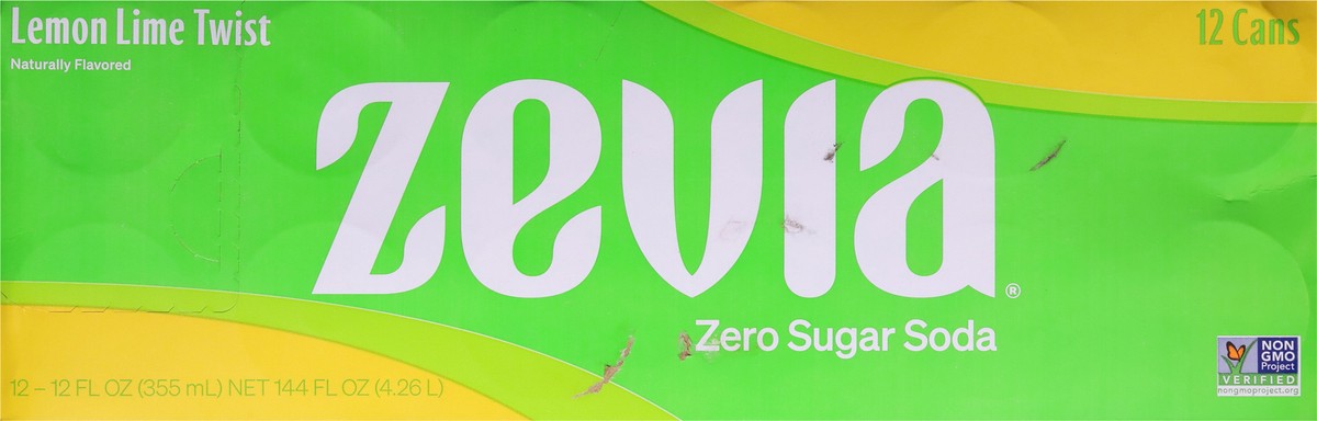 slide 9 of 9, Zevia Zero Sugar Lemon Lime Twist Soda 12 - 12 fl oz Cans, 12 ct