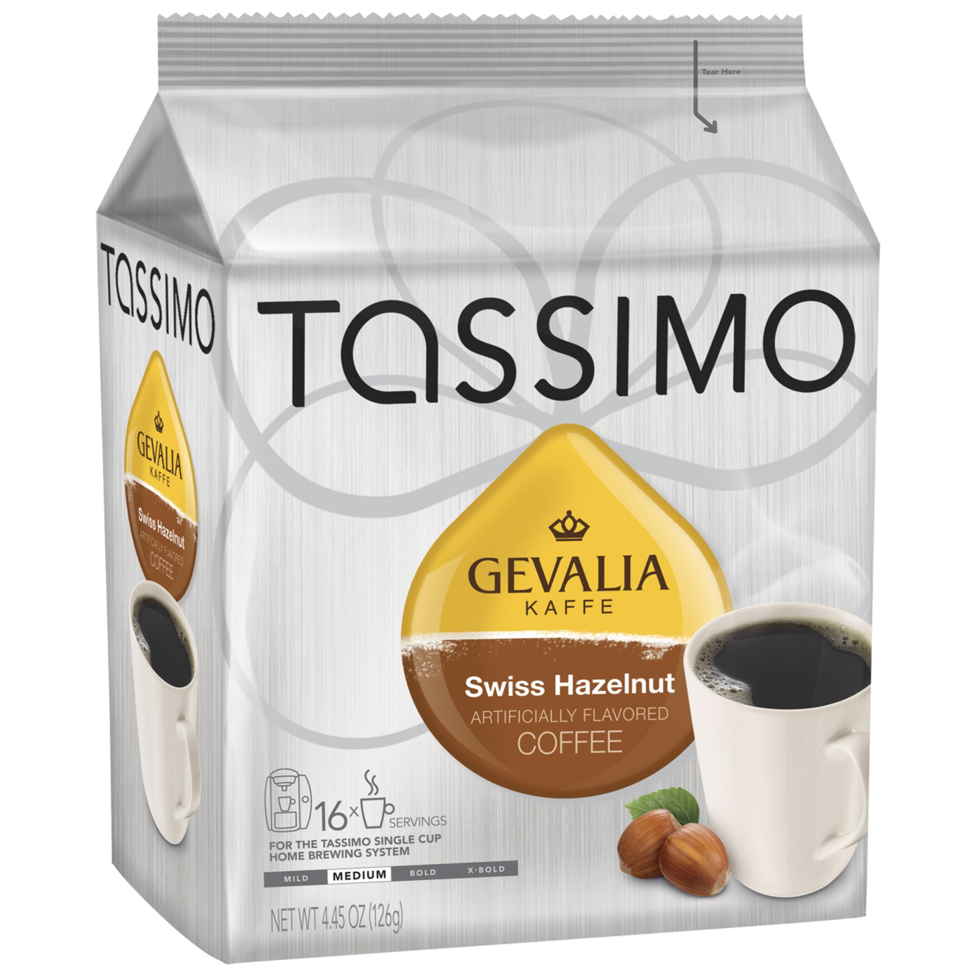 slide 2 of 2, Tassimo Gevalia Swiss Hazelnut Medium Roast Coffee T-Discs for Tassimo Single Cup Home Brewing Systems Pack, 16 ct