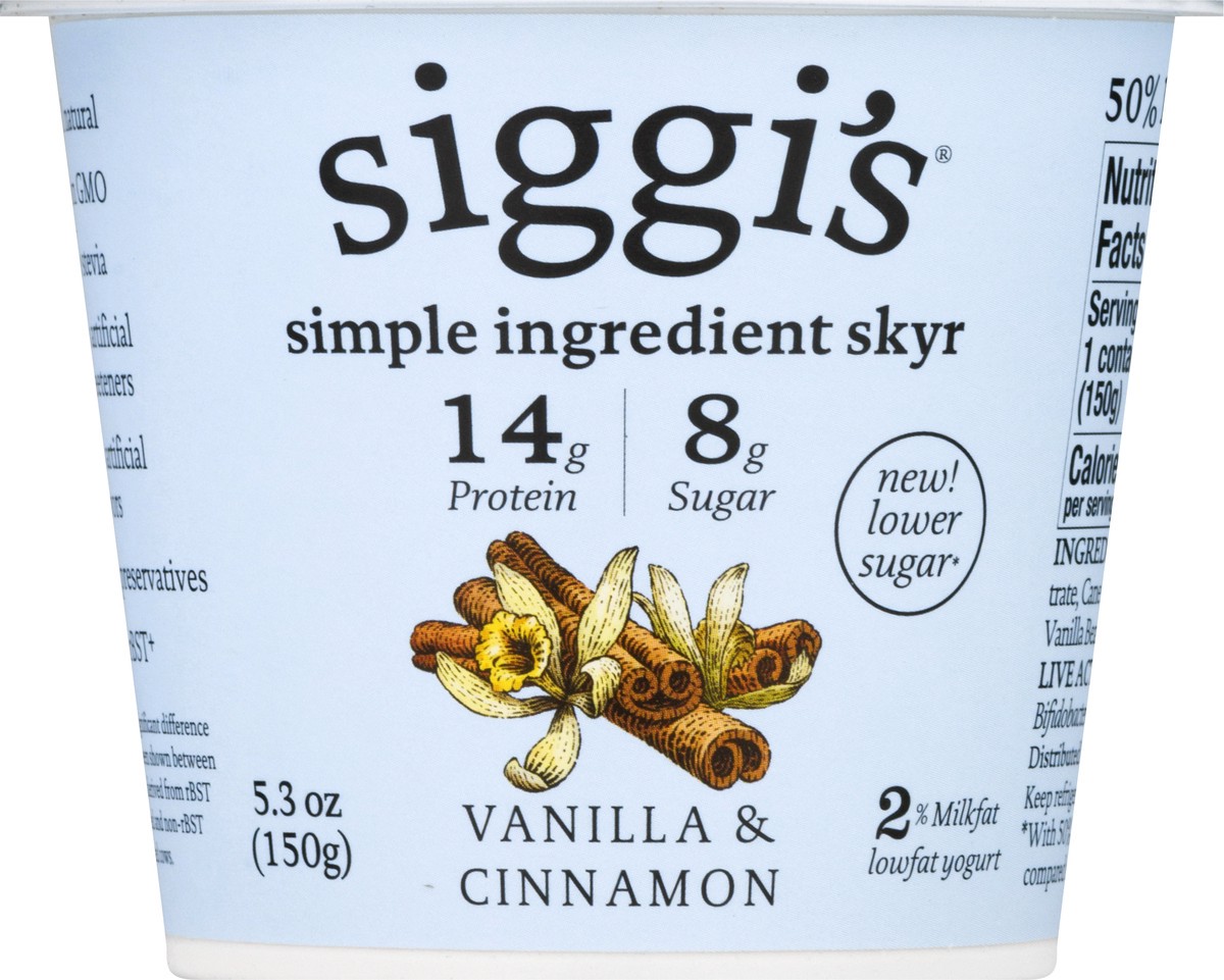 slide 5 of 10, Siggi's Icelandic Skyr Lowfat Yogurt, Vanilla & Cinnamon, 5.3 oz., 5.3 oz