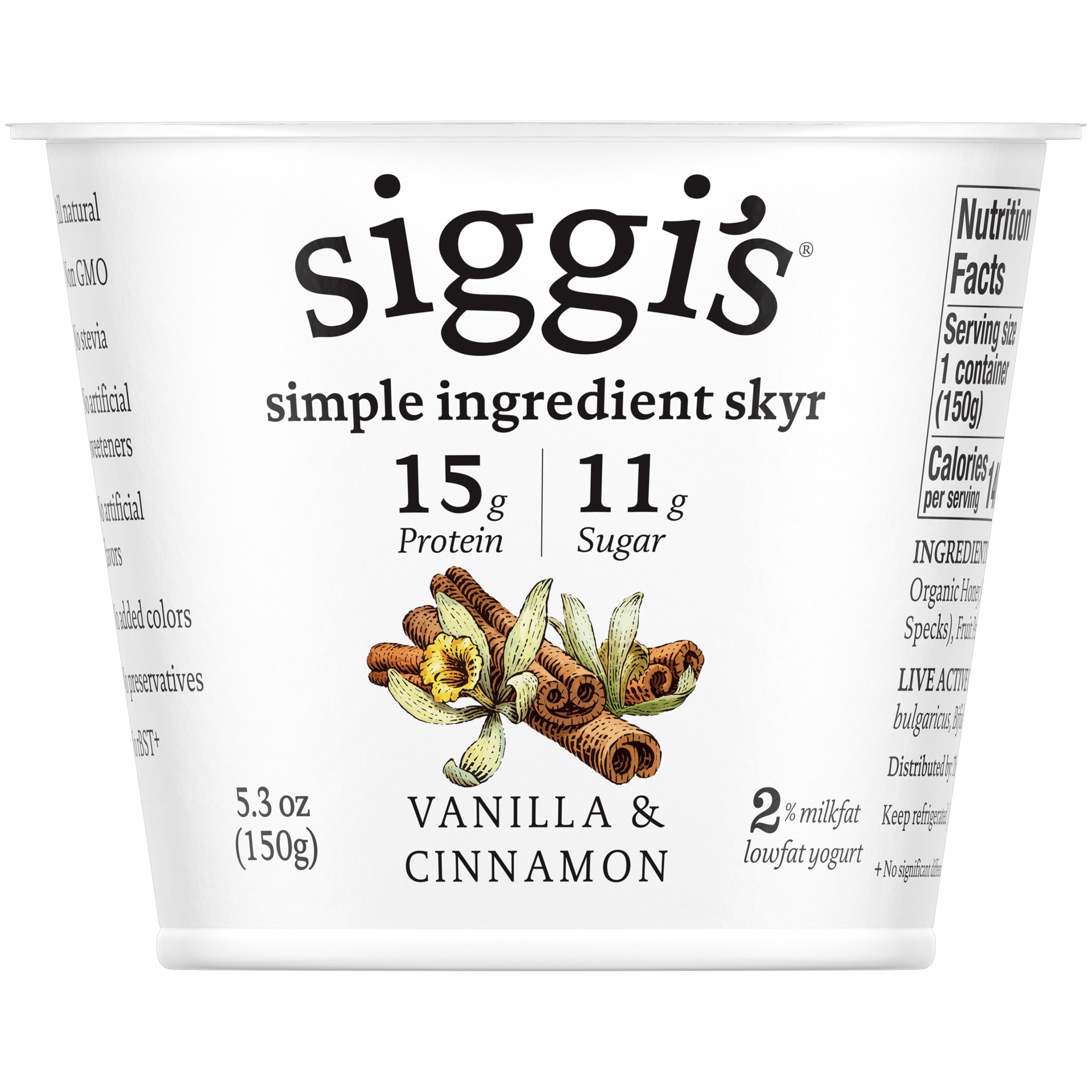 slide 1 of 10, Siggi's Icelandic Skyr Lowfat Yogurt, Vanilla & Cinnamon, 5.3 oz., 5.3 oz