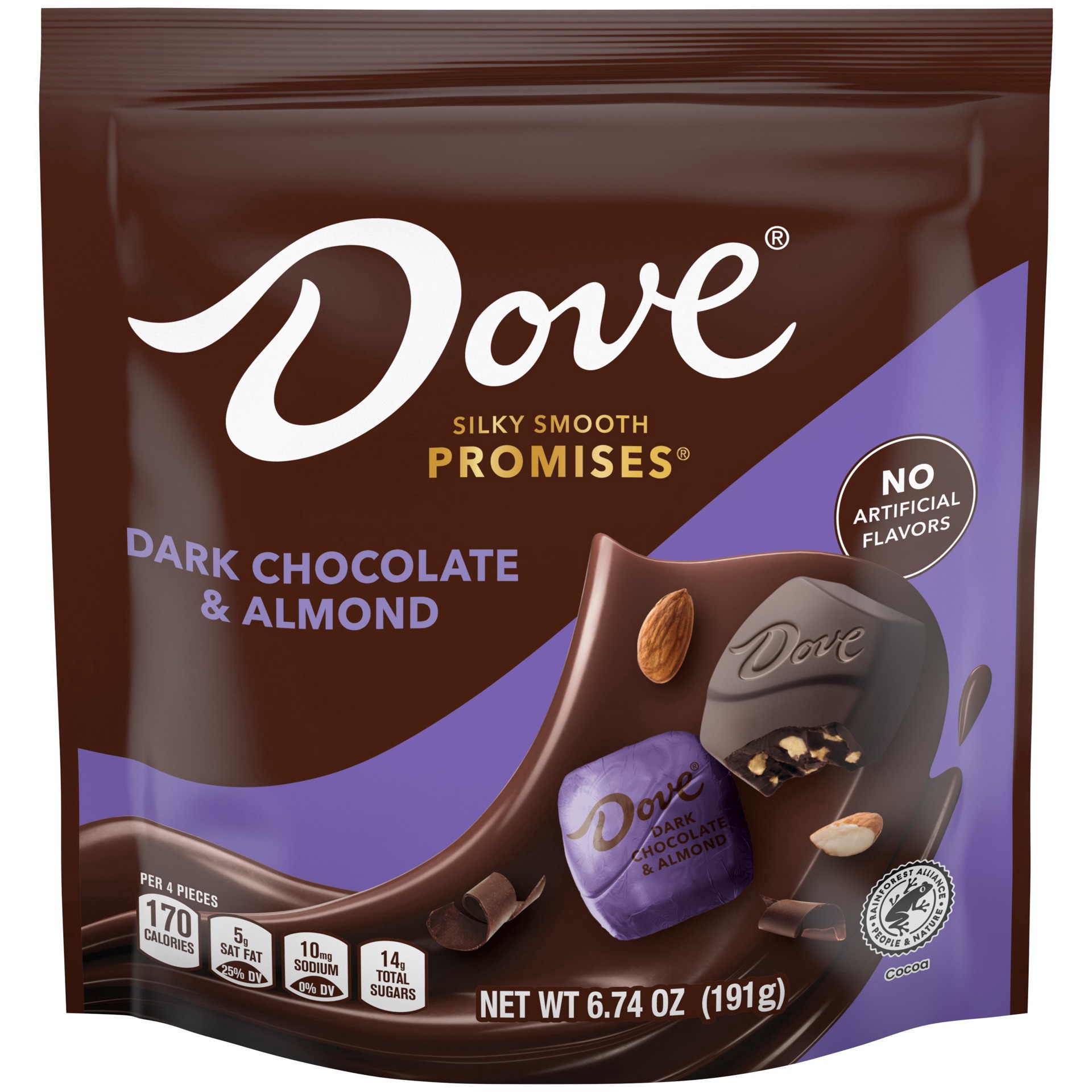 slide 1 of 1, DOVE PROMISES, Dark Chocolate Almond Candy, 6.74 Oz Bag, 6.74 oz