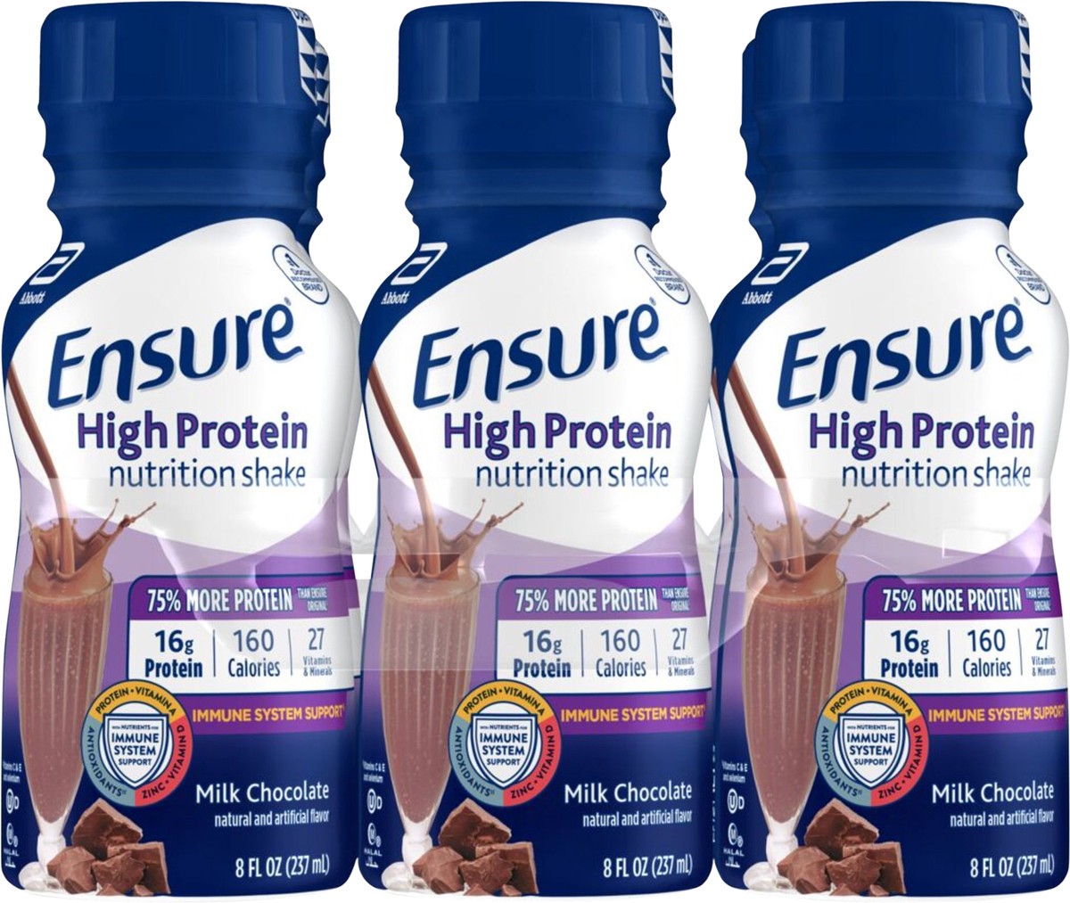 slide 2 of 10, Ensure High Protein Nutrition Shake Milk Chocolate Ready-to-Drink 6-8 fl oz Bottles, 6 ct