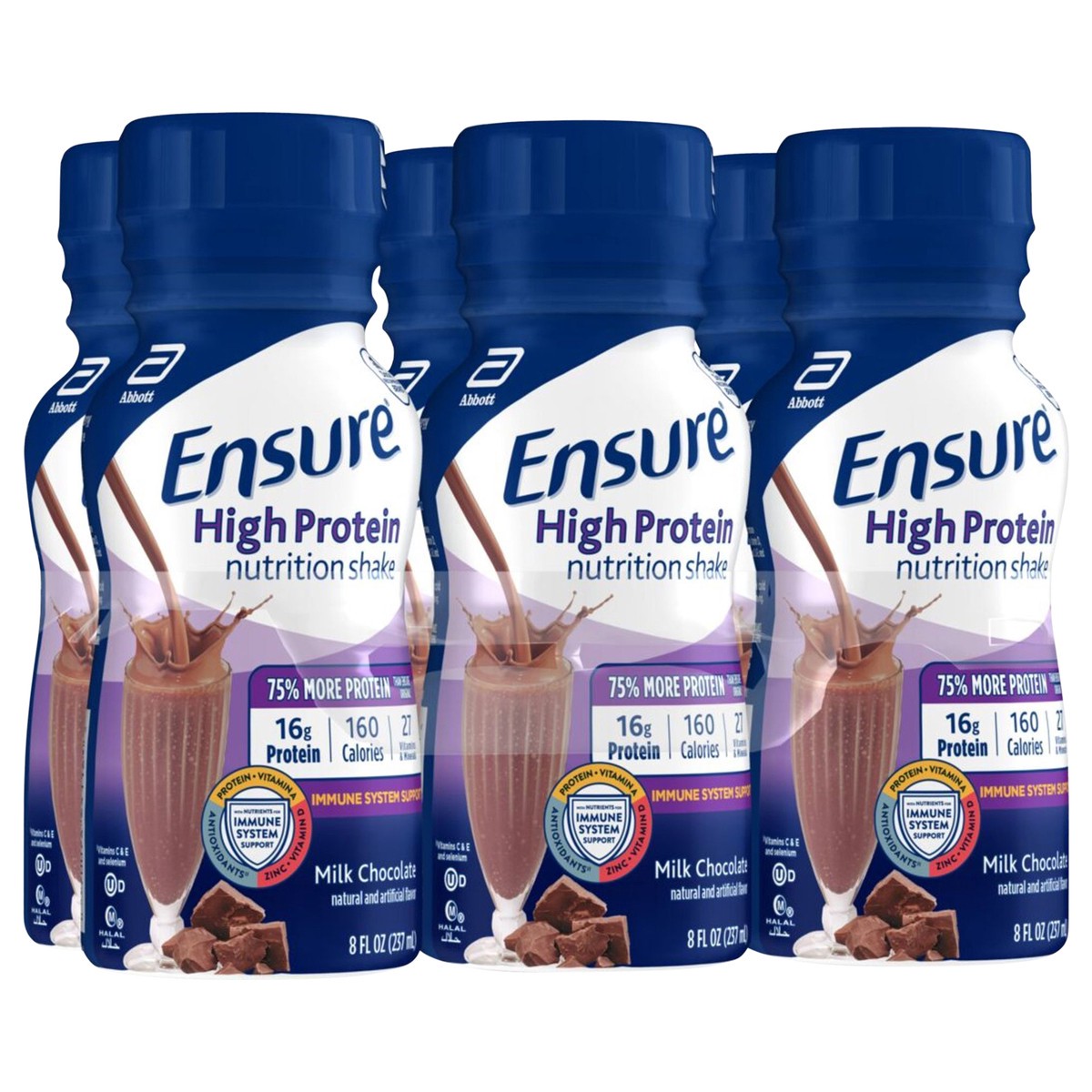 slide 6 of 10, Ensure High Protein Nutrition Shake Milk Chocolate Ready-to-Drink 6-8 fl oz Bottles, 6 ct