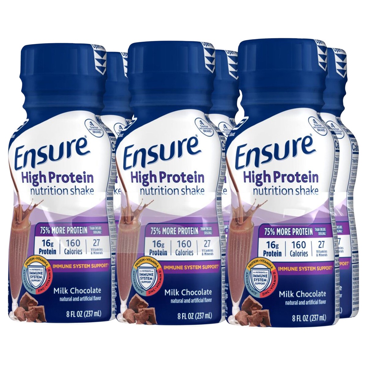 slide 4 of 10, Ensure High Protein Nutrition Shake Milk Chocolate Ready-to-Drink 6-8 fl oz Bottles, 6 ct