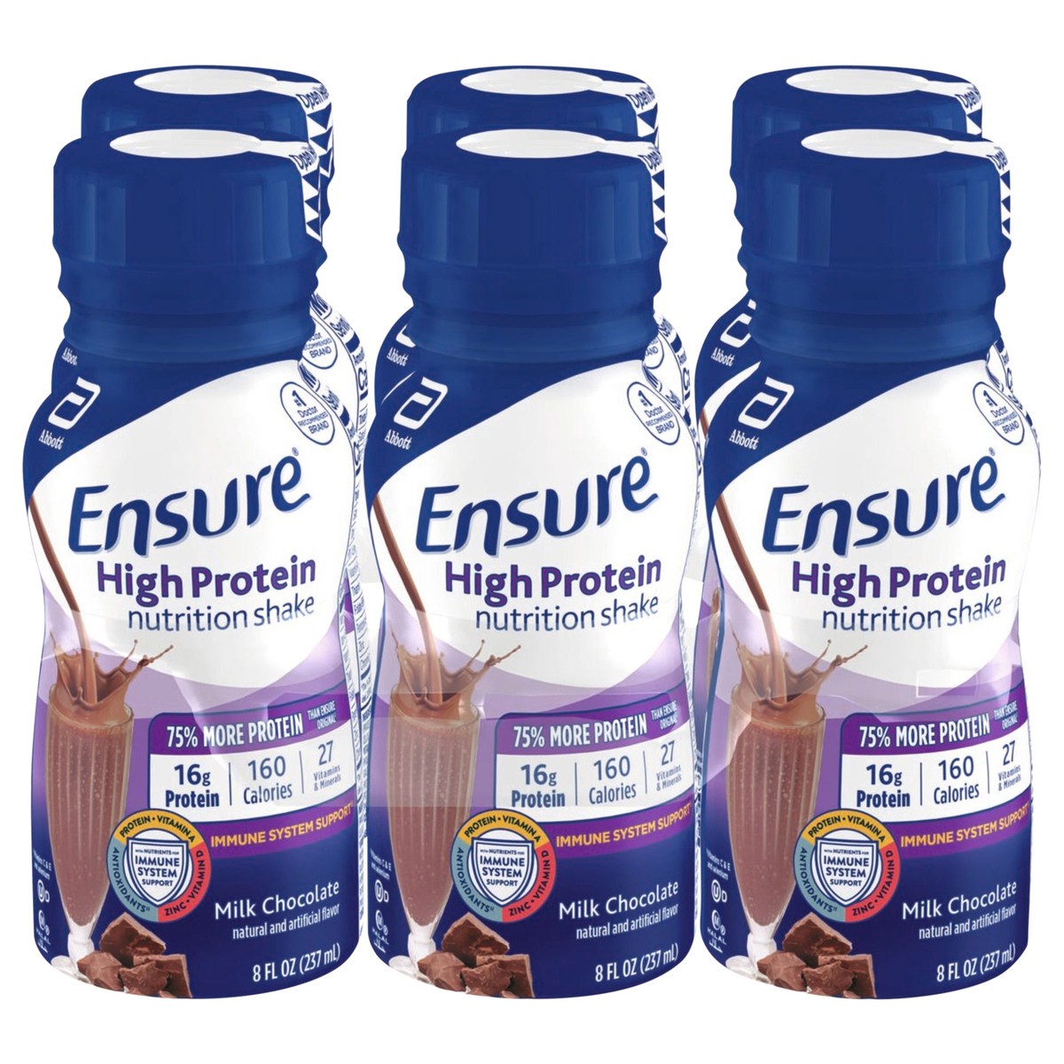 slide 9 of 10, Ensure High Protein Nutrition Shake Milk Chocolate Ready-to-Drink 6-8 fl oz Bottles, 6 ct