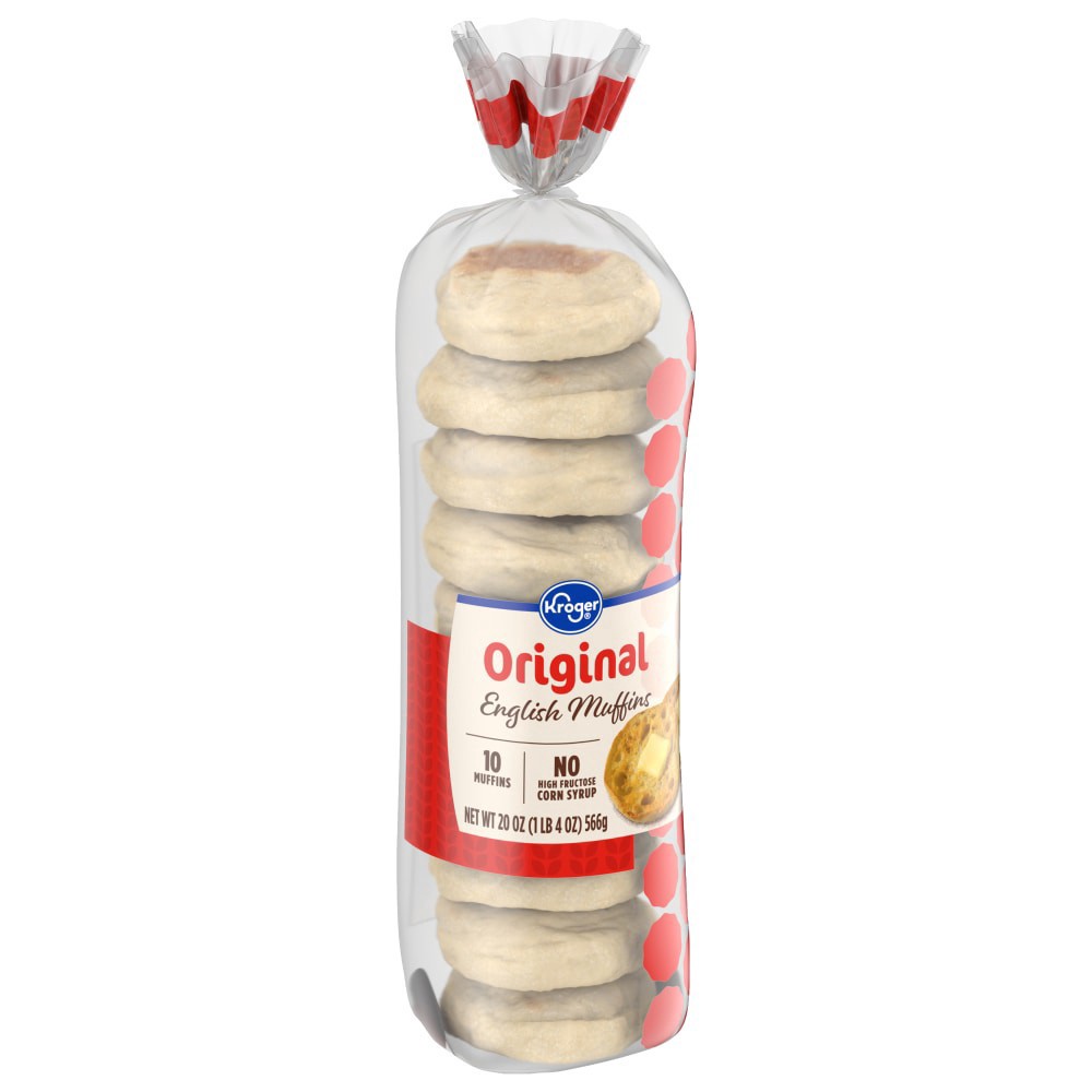 slide 3 of 5, Kroger Plain English Muffins, 10 ct; 20 oz
