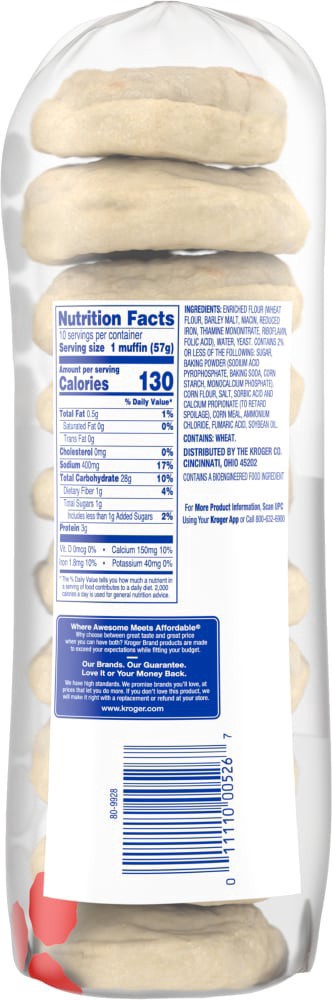 slide 5 of 5, Kroger Plain English Muffins, 10 ct; 20 oz