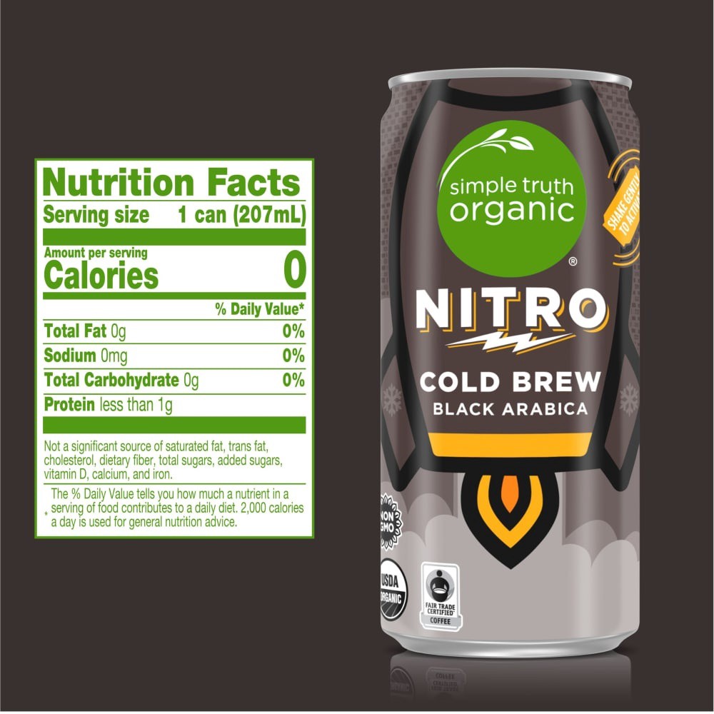 slide 3 of 6, Simple Truth Organic Nitro Black Cold Brew Coffee, 7 fl oz