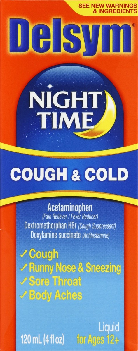 slide 2 of 6, Delsym Night Time Cough & Cold Liquid, 4 oz