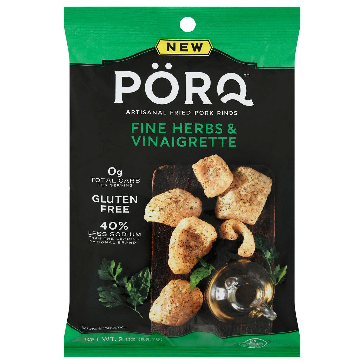 slide 10 of 13, PorQ Artisanal Fried Fine Herbs & Vinaigrette Pork Rinds 2 oz, 2 oz