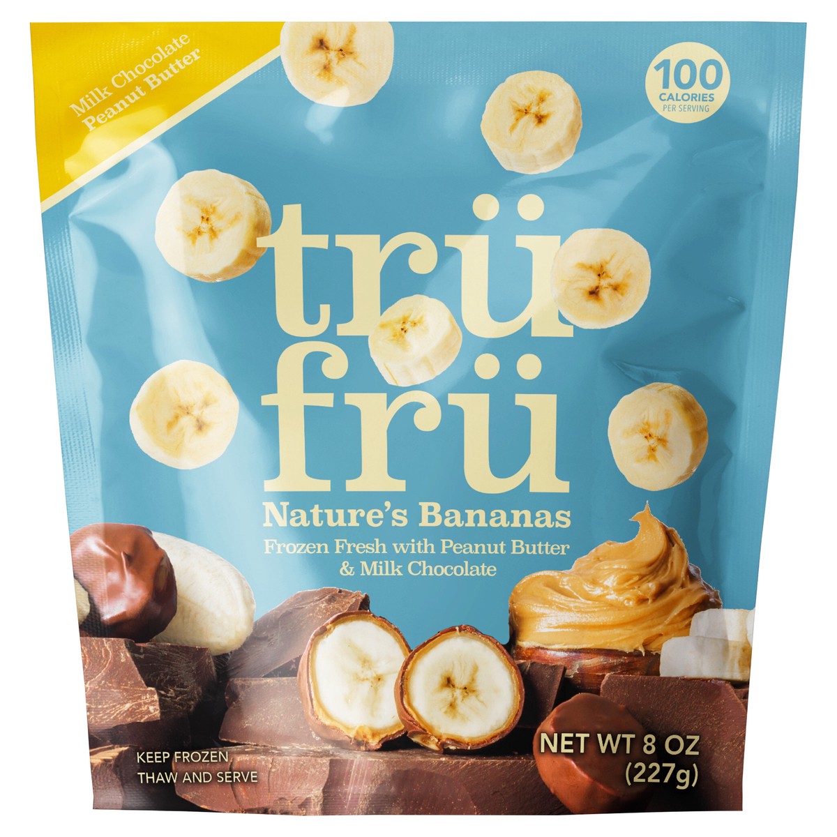 slide 1 of 8, Tru Fru Frozen Bananas in Milk Chocolate & Peanut Butter, 8oz, 8 oz