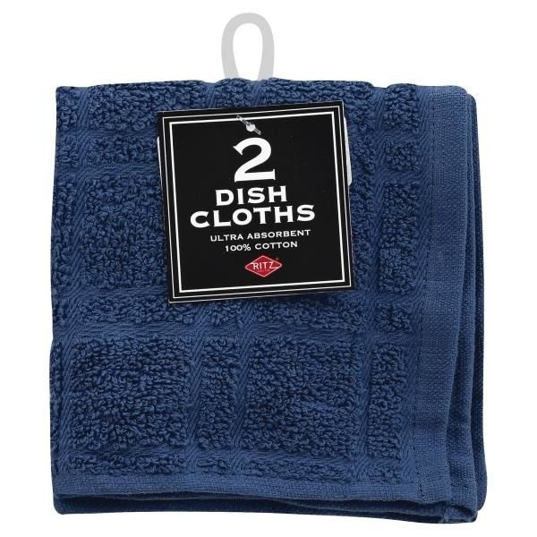 slide 1 of 1, Ritz Dish Cloths, Solid Federal Blue, 2 ct