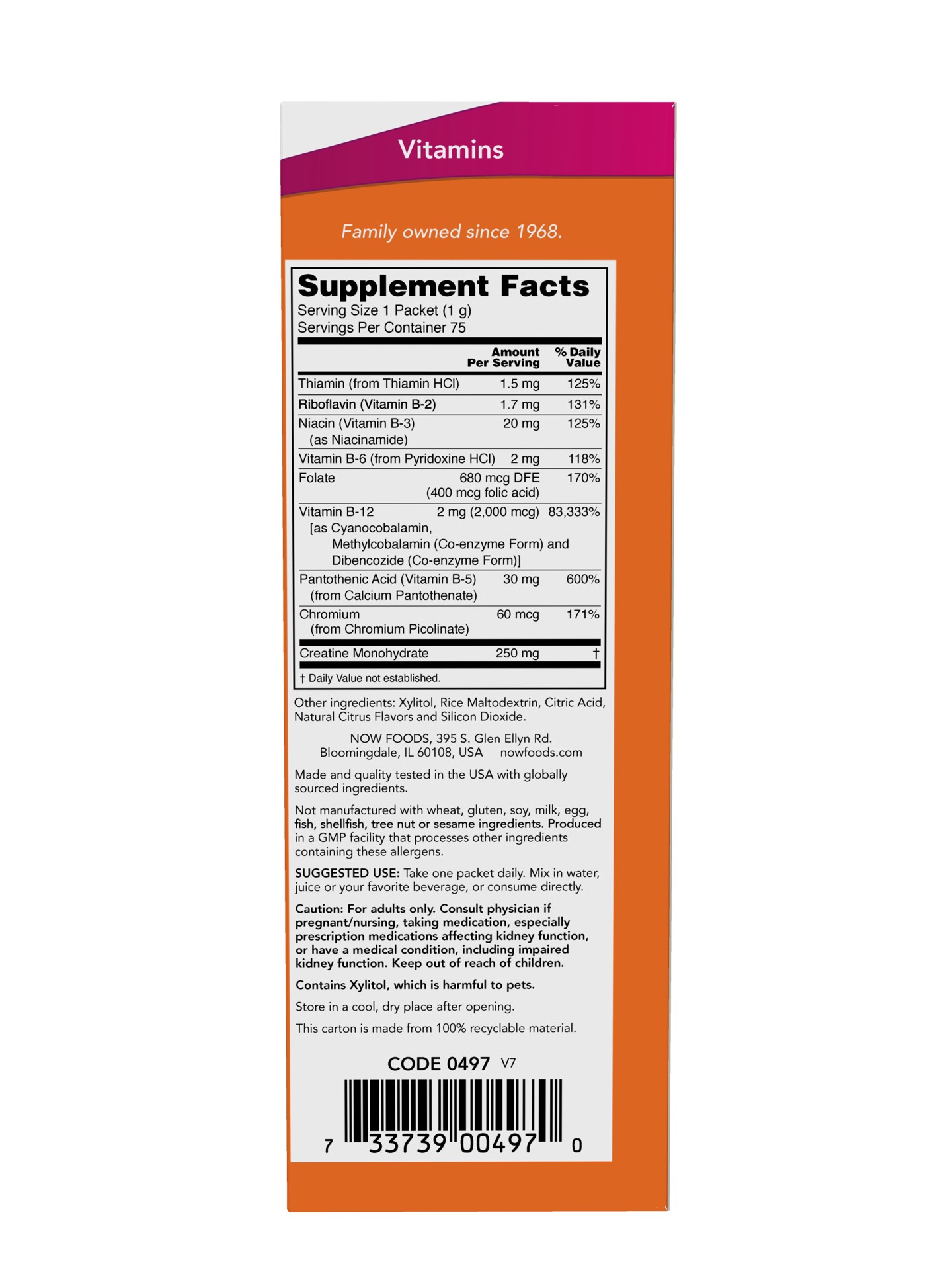 slide 3 of 4, NOW Instant Energy B-12 (2,000 mcg of B-12 per packet) - 75 Packets, 75 ct
