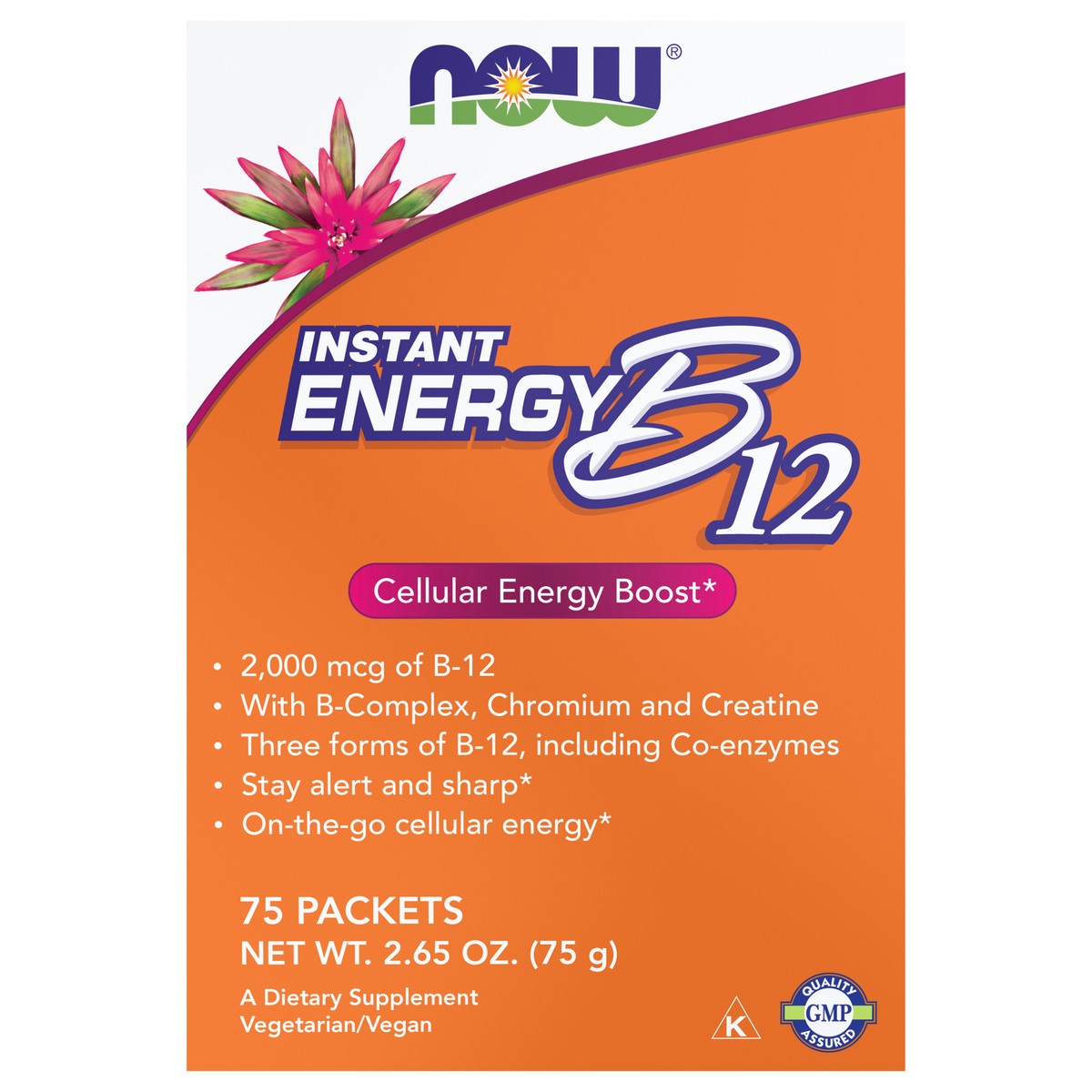 slide 1 of 4, NOW Instant Energy B-12 (2,000 mcg of B-12 per packet) - 75 Packets, 75 ct