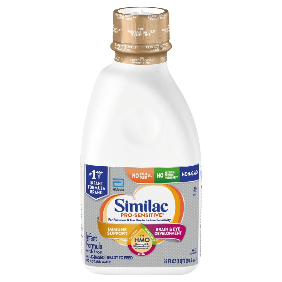 slide 1 of 8, Similac Pro-Sensitive Non-GMO with 2'-FL HMO Infant Formula with Iron Ready-to-Feed 1-32 fl oz Bottle, 32 oz