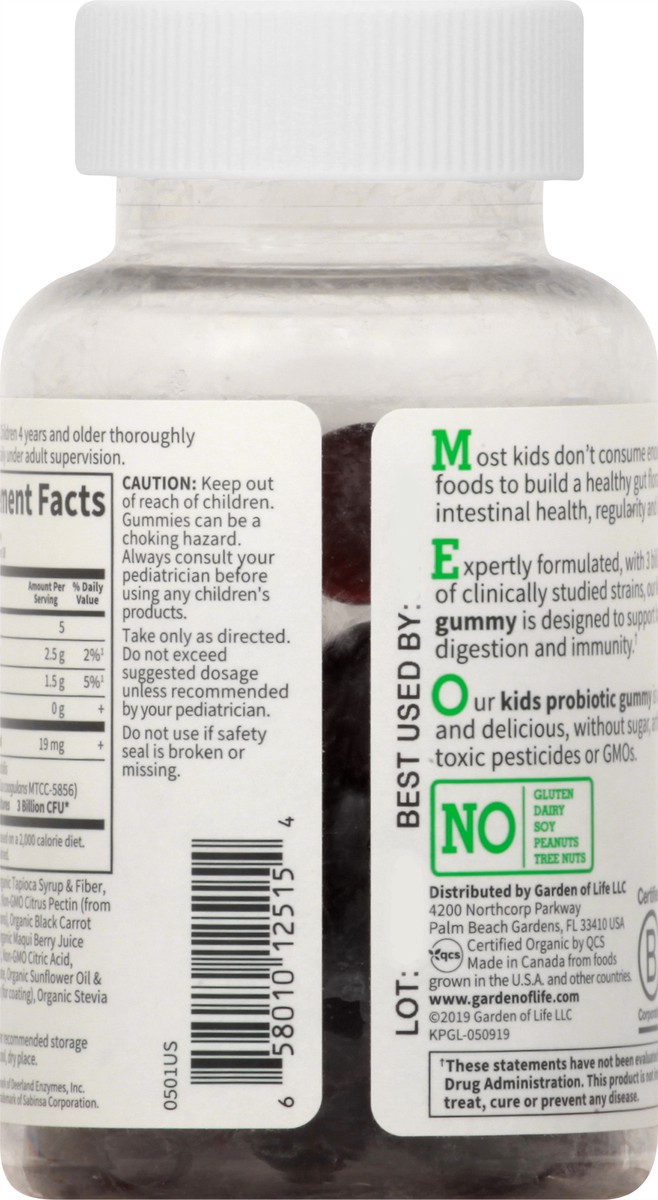 slide 8 of 11, Garden of Life Kids Vegetarian Gummies Cherry Flavor Probiotic 30 ea, 1 ct