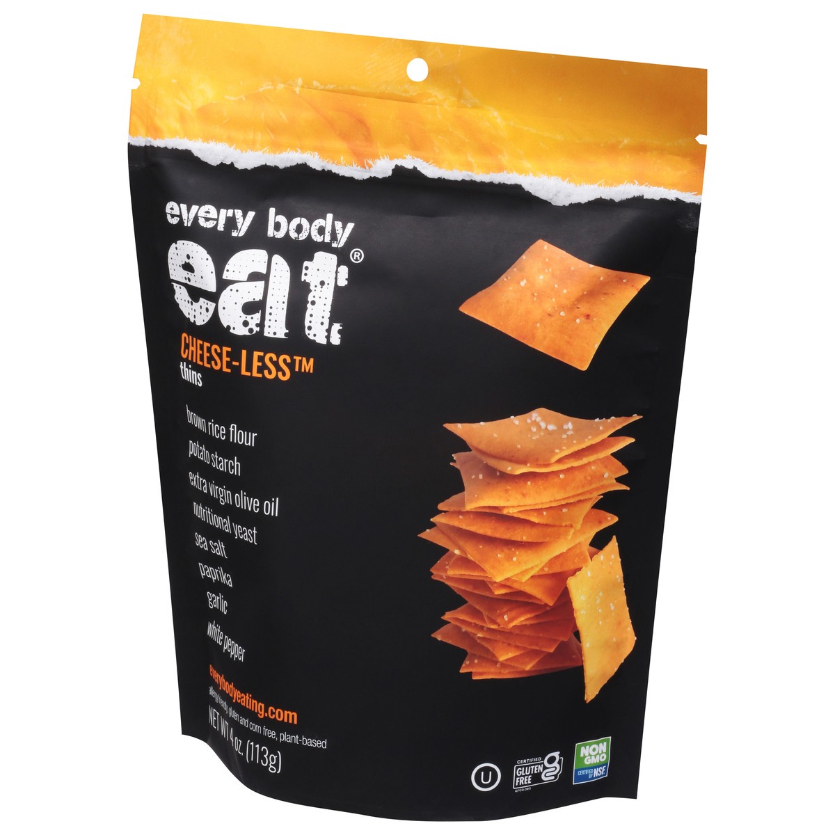 slide 4 of 9, Every Body Eat Cheese-Less Thins 4 oz, 4 oz