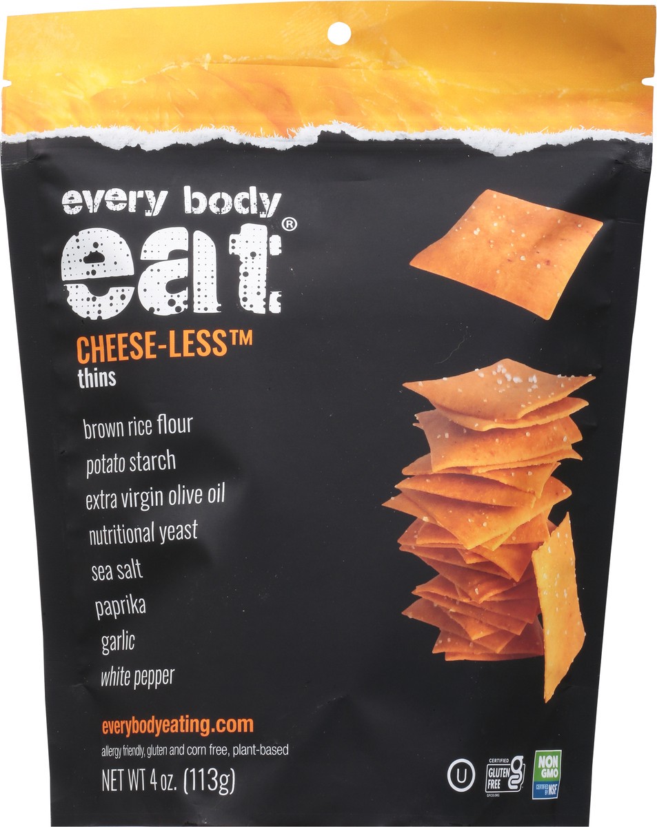 slide 5 of 9, Every Body Eat Cheese-Less Thins 4 oz, 4 oz