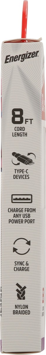 slide 4 of 9, Energizer 8 FT Braided Cord Type-C USB Cable 1 ea, 1 ct