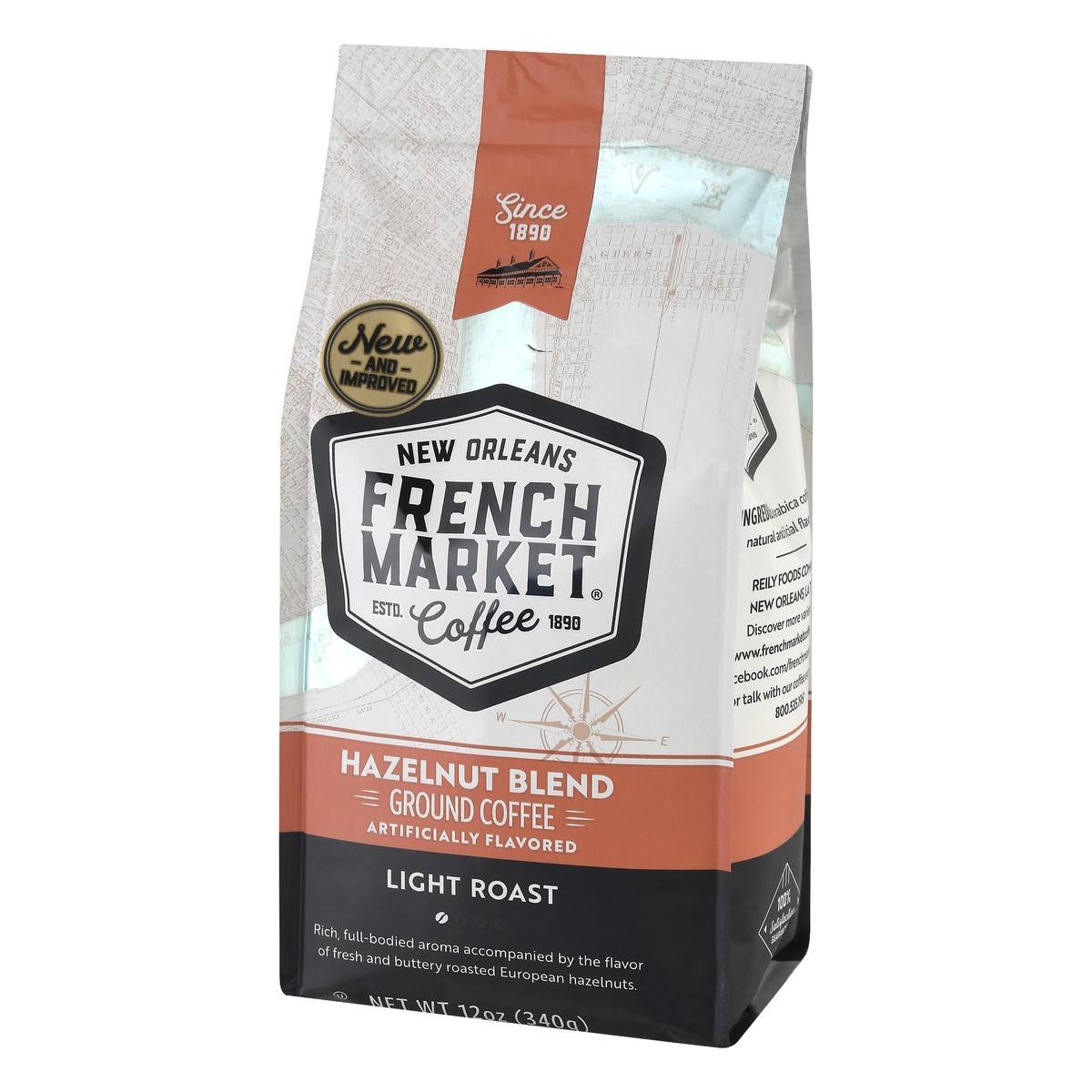 slide 9 of 12, French Market Coffee Ground Light Roast Hazelnut Blend Coffee 12 oz, 12 oz