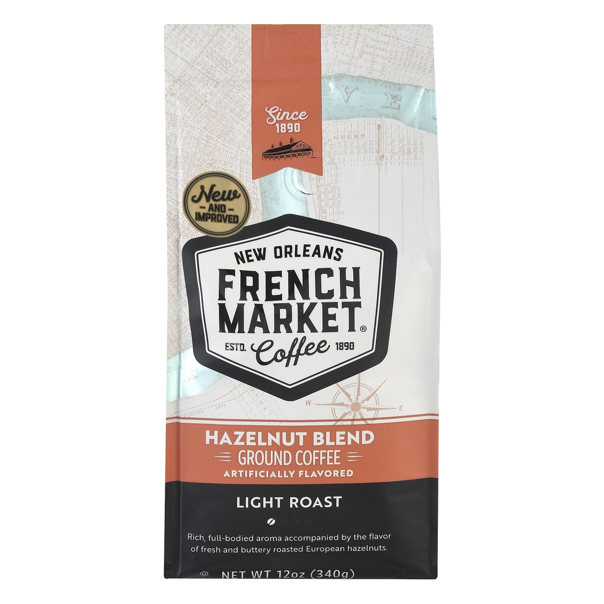 slide 8 of 12, French Market Coffee Ground Light Roast Hazelnut Blend Coffee 12 oz, 12 oz