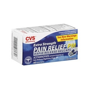 slide 1 of 1, CVS Pharmacy Extra Strength Pain Relief Pm Rapid Release Gelcaps, 40 ct