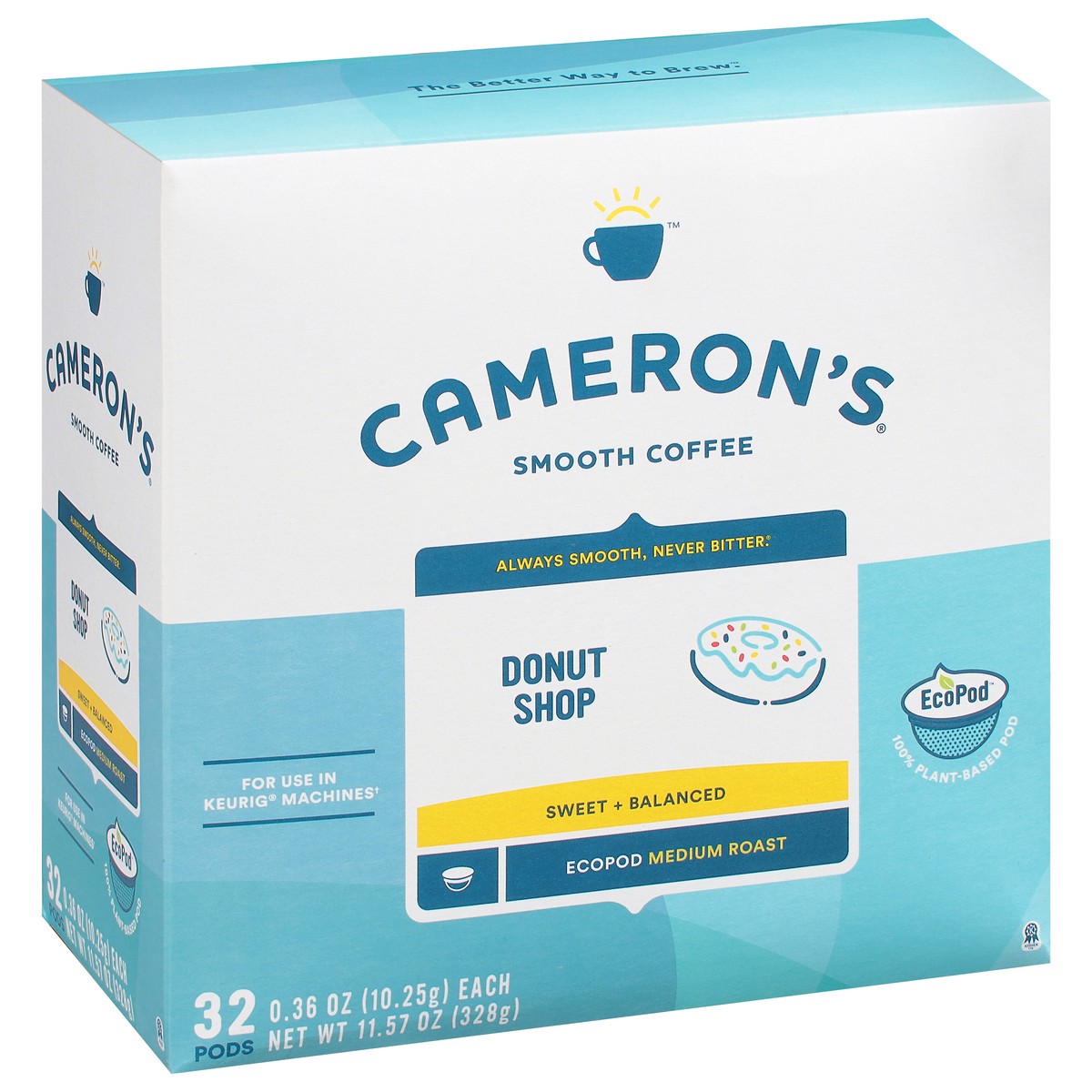 slide 6 of 10, Cameron's Ecopod Medium Roast Smooth Donut Shop Coffee 32 - 0.36 oz Pods, 32 ct