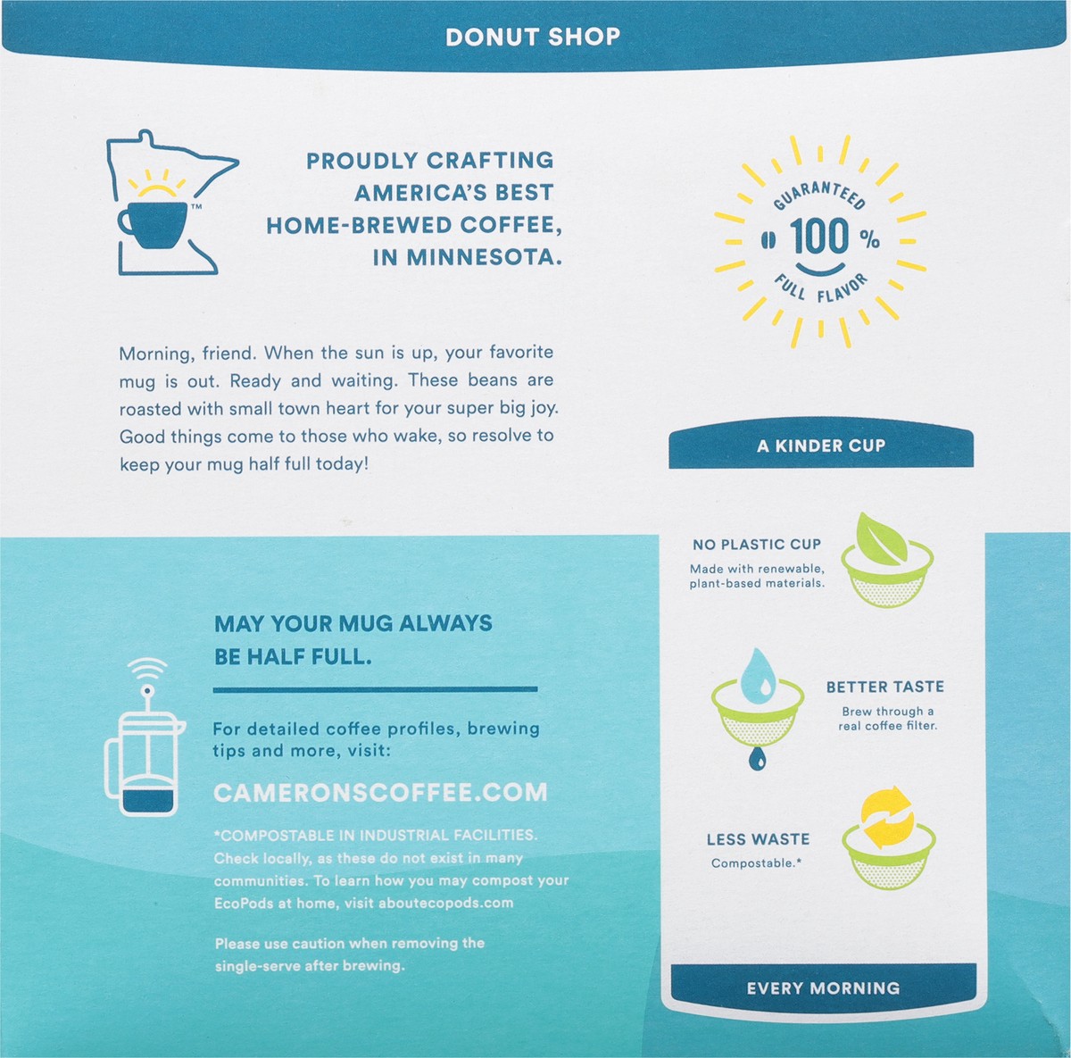 slide 2 of 10, Cameron's Ecopod Medium Roast Smooth Donut Shop Coffee 32 - 0.36 oz Pods, 32 ct