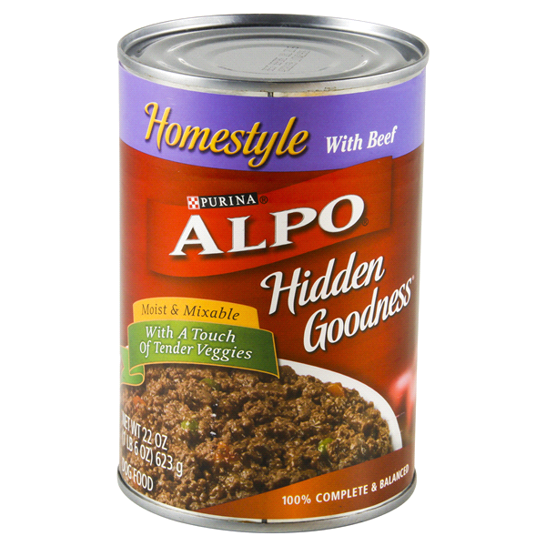 slide 1 of 3, Purina ALPO Hidden Goodness Homestyle With Beef Dog Food, 22 oz