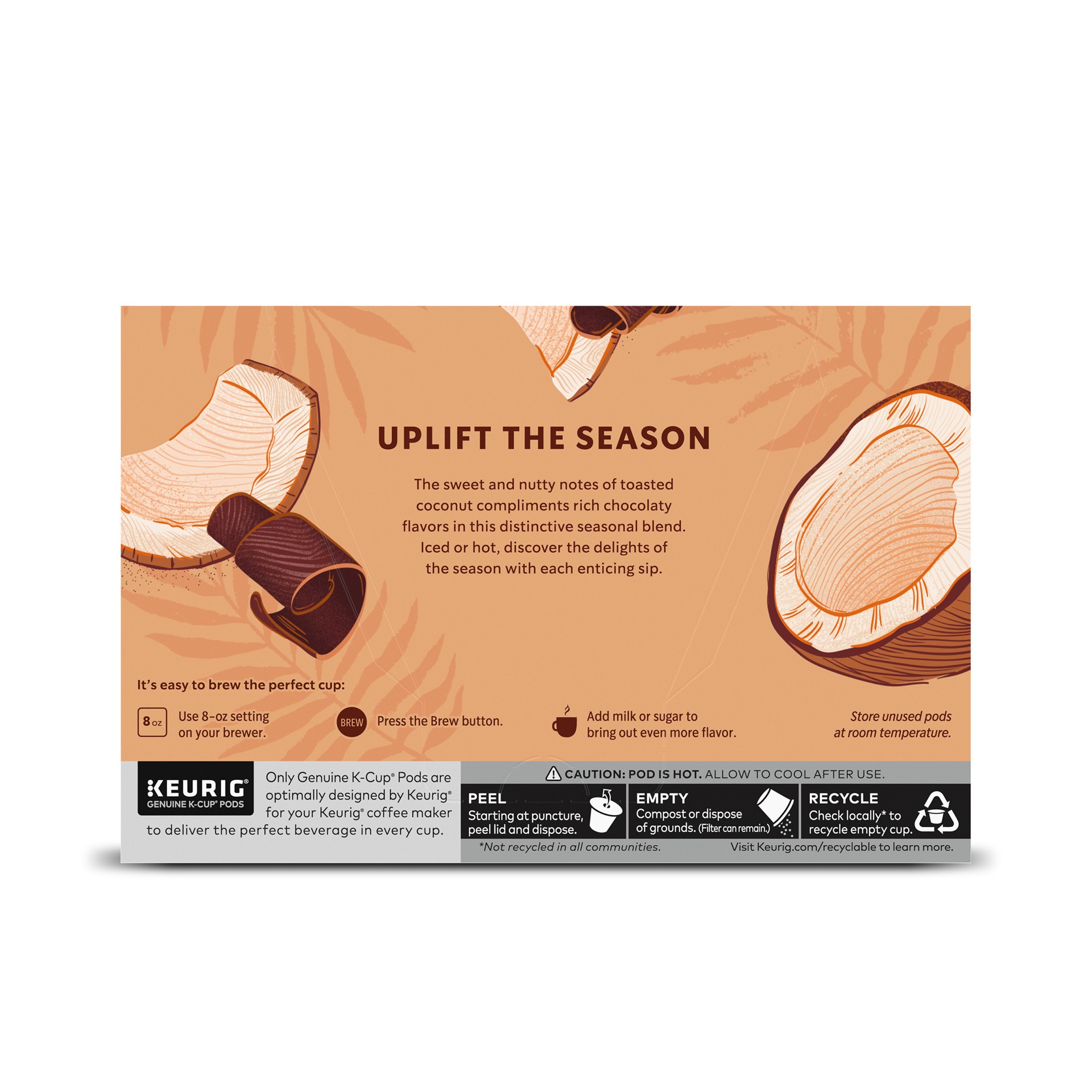 slide 3 of 5, Starbucks K-Cup Coffee Pods, Toasted Coconut Mocha Flavored Coffee for Keurig Brewers, 100% Arabica, Limited Edition, 1 Box (10 Pods), 3.7 oz