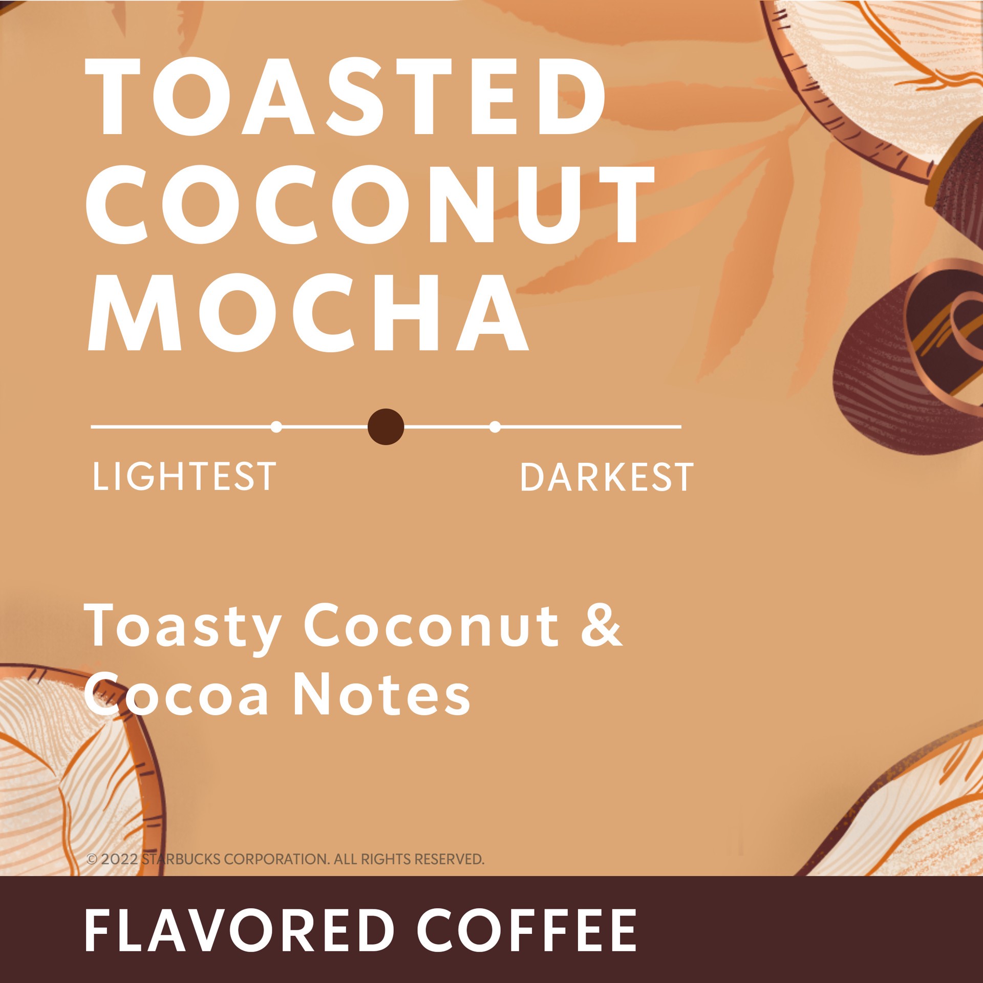 slide 2 of 5, Starbucks K-Cup Coffee Pods, Toasted Coconut Mocha Flavored Coffee for Keurig Brewers, 100% Arabica, Limited Edition, 1 Box (10 Pods), 3.7 oz