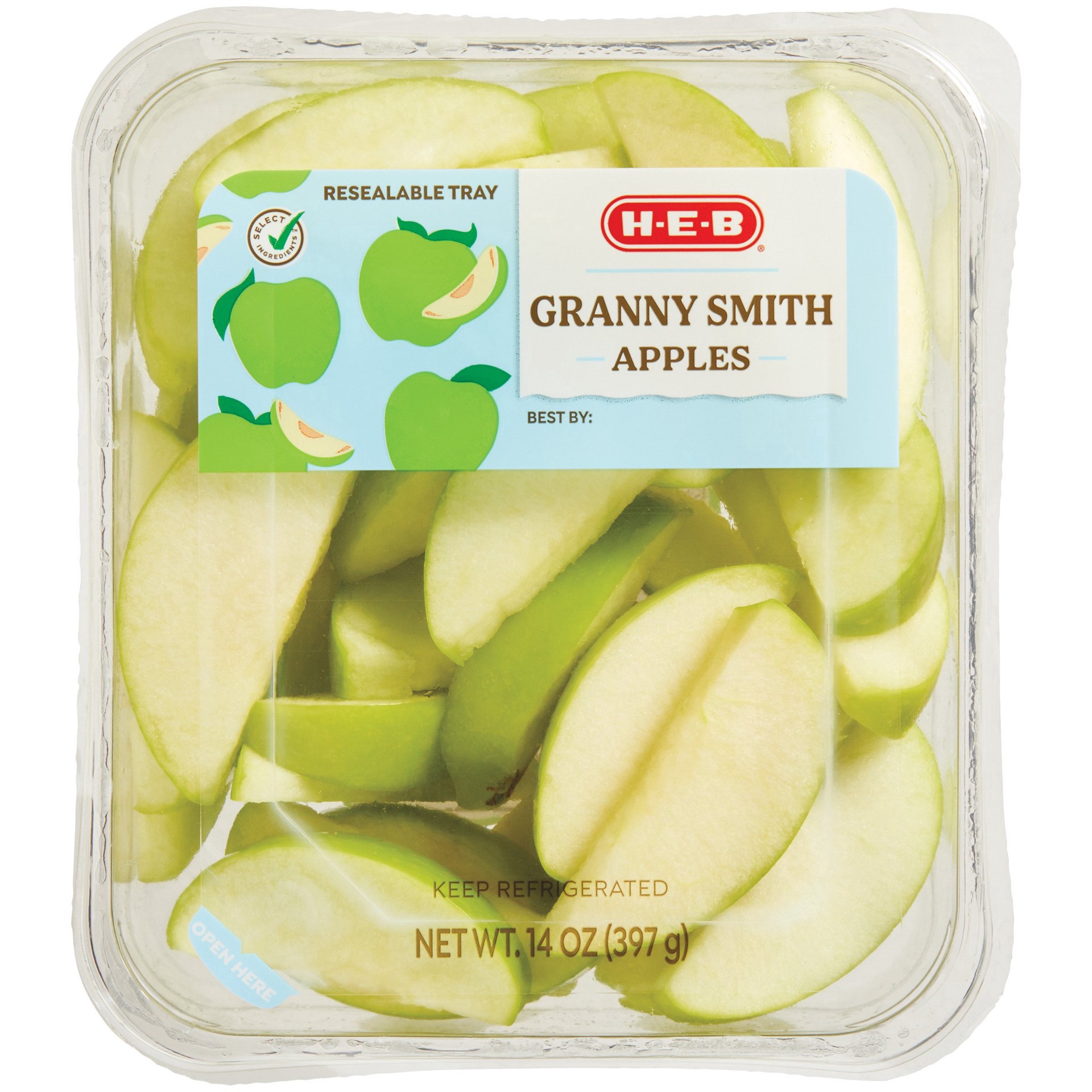 slide 1 of 1, H-E-B Ready, Fresh, Go! Sliced Green Apples, 14 oz