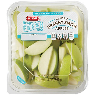 slide 1 of 1, H-E-B Ready, Fresh, Go! Sliced Green Apples, 14 oz