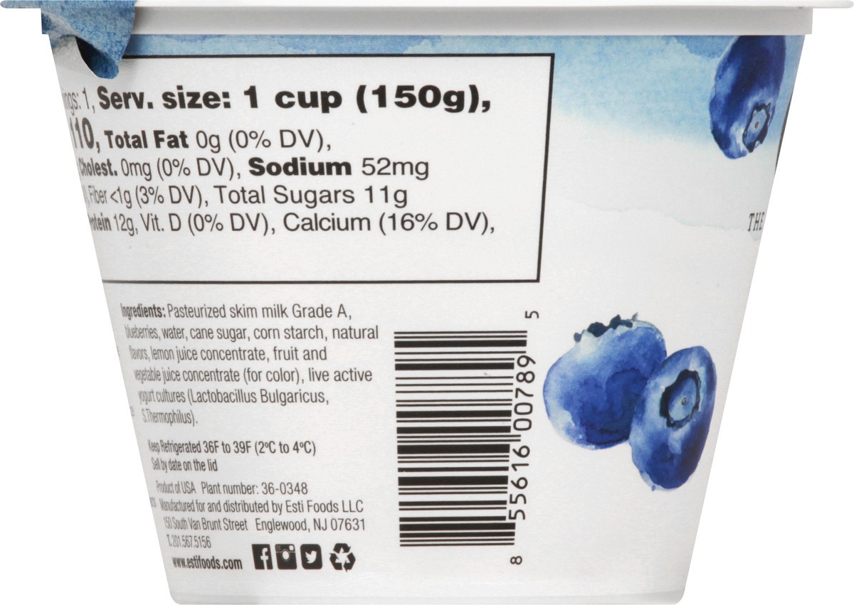 slide 6 of 13, esti Greek Blueberry Yogurt 5.3 oz, 5 oz