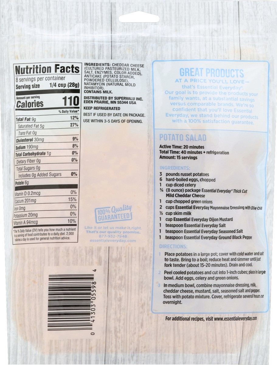 slide 6 of 6, Essential Everyday Cheese, Mild Cheddar, Thick Cut, 8 oz