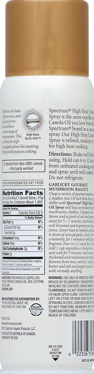 slide 6 of 6, Spectrum Value Size Canola Oil Non-Stick Cooking Spray 16 oz, 16 oz