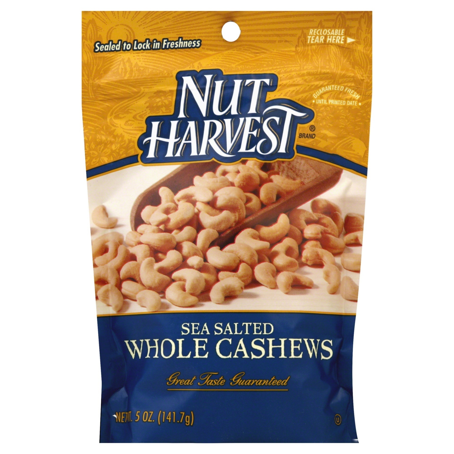 slide 1 of 1, Nut Harvest Sea Salted Whole Cashews, 5 oz