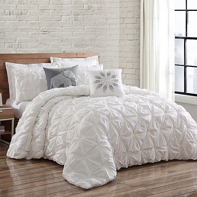 slide 1 of 5, Brooklyn Loom Jackson Pleat King Comforter Set - White, 1 ct