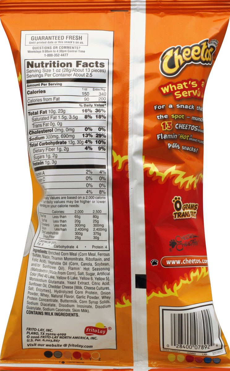 slide 6 of 6, Cheetos Flamin Hot Jumbo Puffs, 1 ct