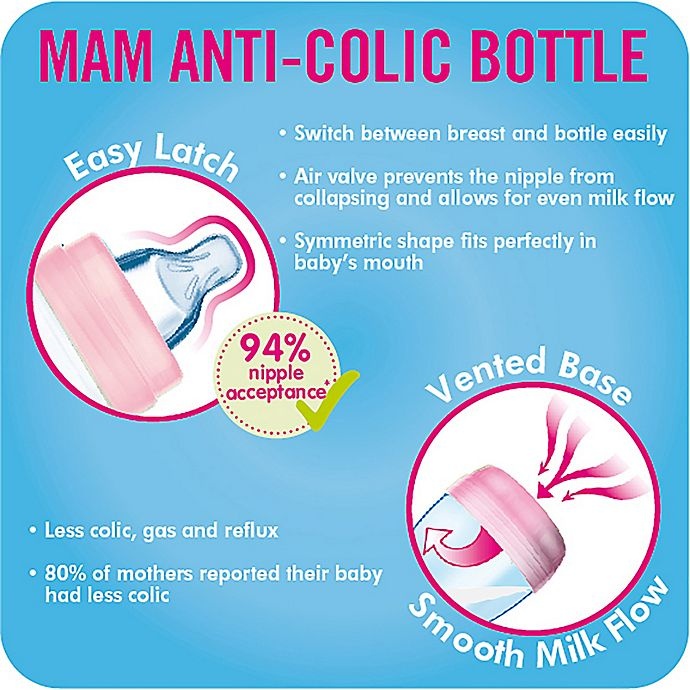 slide 15 of 19, MAM Anti-Colic Bottle - Pink, 9 oz