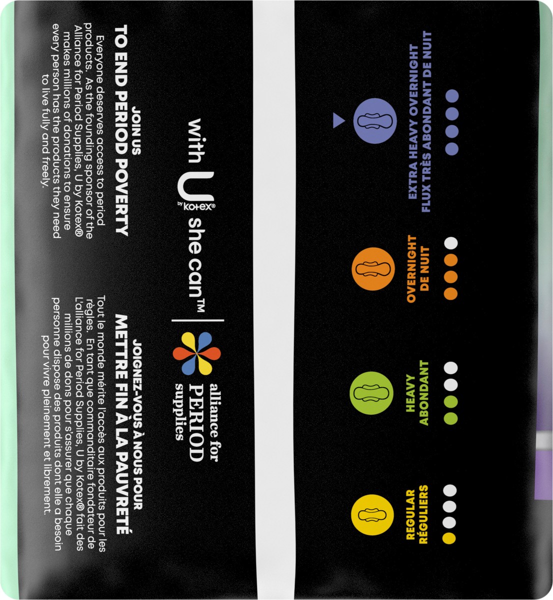 slide 3 of 9, U by Kotex Clean & Secure Overnight Maxi Pads with Wings, Extra Heavy Absorbency, 24 Count, 24 ct