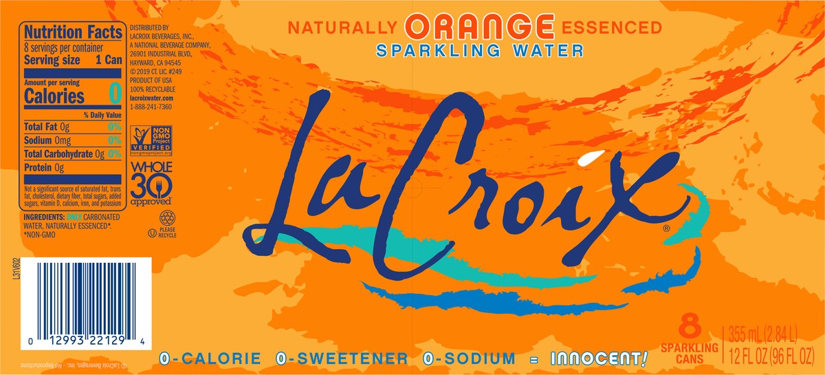 slide 3 of 7, La Croix Orange 8 Pack 12oz, 8 ct; 12 fl oz