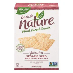 Back to Nature Plant Based Snacks Gluten Free Sesame Seed Rice Thin Crackers