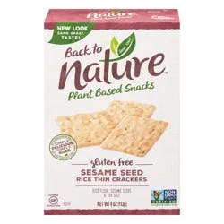 Back to Nature Plant Based Snacks Gluten Free Sesame Seed Rice Thin Crackers