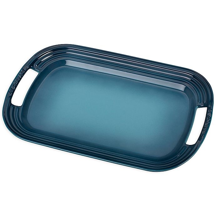 slide 1 of 2, Le Creuset Rectangular Serving Platter - Marine, 16.25 in