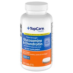 TopCare Health Triple Strength Glucosamine & Chondroitin with MSM & Hyaluronic Acid 120 Tablets