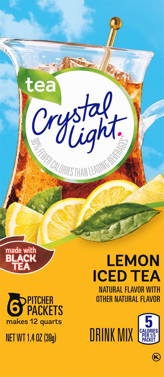 slide 3 of 9, Crystal Light Pitcher Packets Lemon Iced Tea Drink Mix 6 Packets, 6 ct