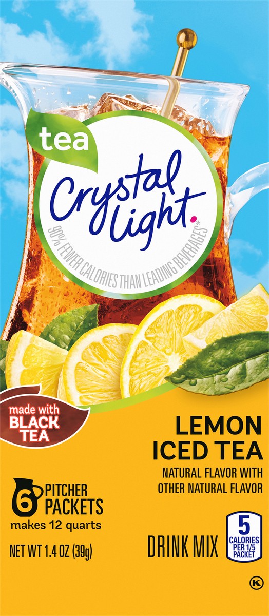 slide 6 of 9, Crystal Light Pitcher Packets Lemon Iced Tea Drink Mix 6 Packets, 6 ct