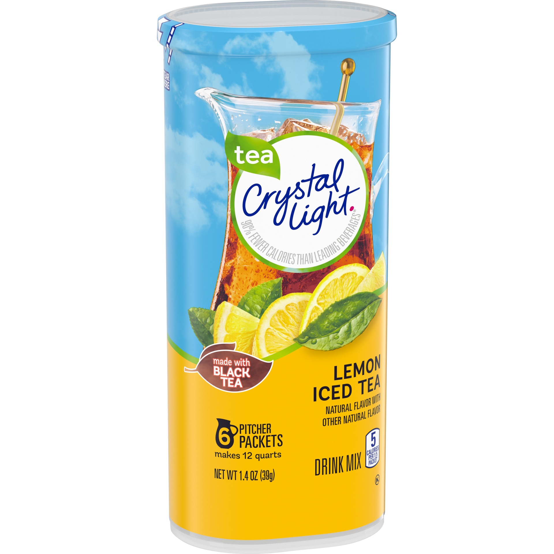 slide 6 of 10, Crystal Light Lemon Iced Tea Naturally Flavored Powdered Drink Mix Pitcher, 6 ct